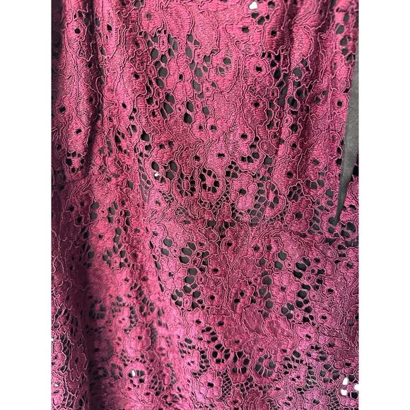 Alexis Burgundy Whimsigoth Guipure Lace Sophia‎ Cocktail Mini Dress Size Small - Picture 6 of 14